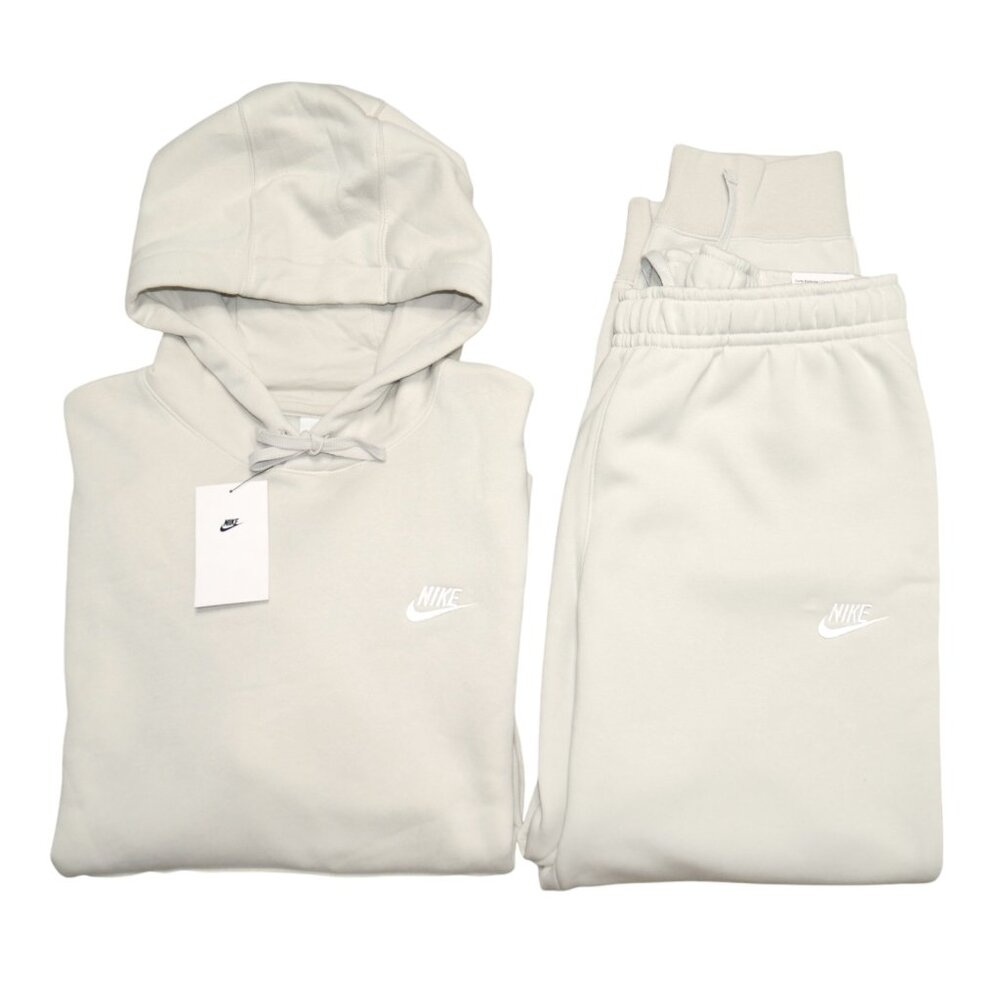 Nike Club Men's Fleece Sweatsuit 2 Pc Tracksuit Matching Bone Beige Tan NWT